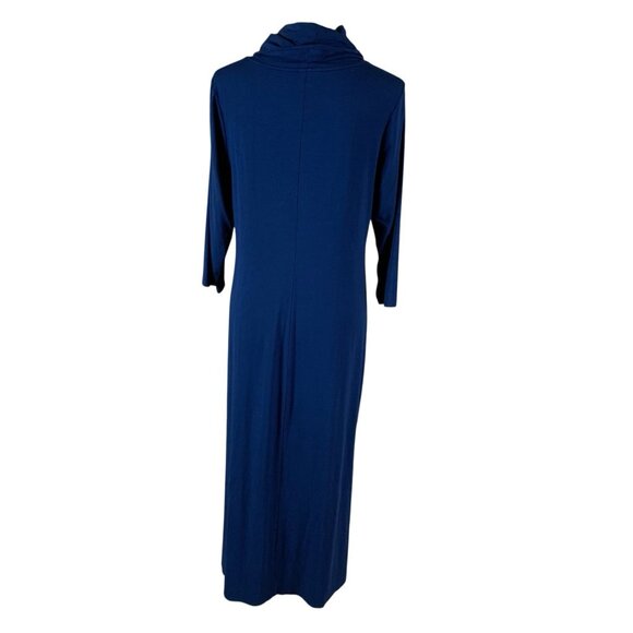 J Jill Wearever Navy Cowl Neck Midi Dress M Minimalist Travel Friendly - Picture 3 of 5